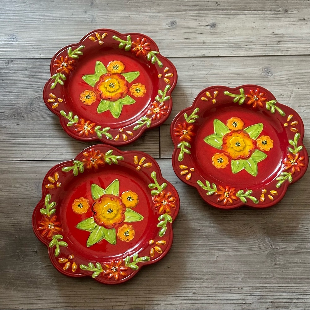 Set Of 3 Gates Ware Plates Ariela 8 Inches NWOT